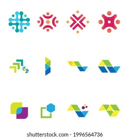 set of Modern logo concept design for fintech and digital finance technologies