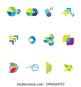 set of Modern logo concept design for fintech and digital finance technologies