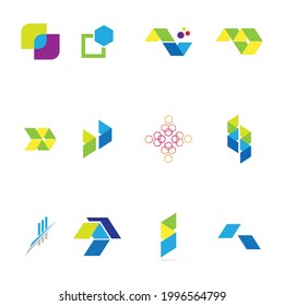 conjunto de diseños de concepto de logotipo moderno para tecnologías de fintech y finanzas digitales