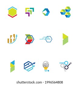 set of Modern logo concept design for fintech and digital finance technologies