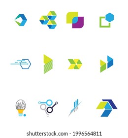 set of Modern logo concept design for fintech and digital finance technologies