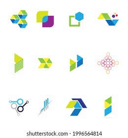 set of Modern logo concept design for fintech and digital finance technologies