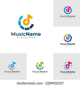 Set of Modern logo design for music studio. Music logo design template vector.