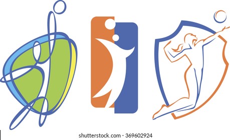 set of modern logos for volleyball