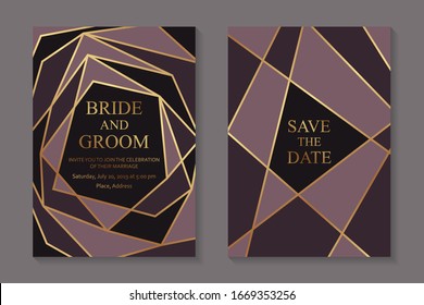 Set Modern Luxury Wedding Invitation Design Stock Vector (Royalty Free ...