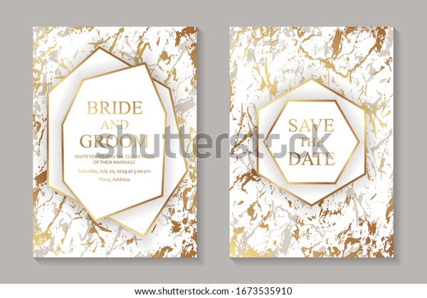 Set Modern Luxury Wedding Invitation Design Stock Vector (Royalty Free ...