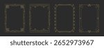 Set of modern magic witchcraft astrology frames with crystals, diamonds, gemstones, stars, sun and moon on black background. Line art occult vector illustration