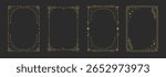 Set of modern magic witchcraft astrology frames with Four Elements, stars, sun and moon on black background. Line art occult vector illustration