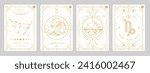 Set of Modern magic witchcraft cards with astrology Capricorn zodiac sign characteristic. Vector illustration