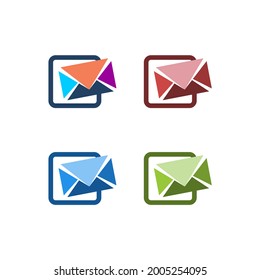 Set of Modern Mail icons, envelope symbol vector design in different color