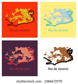 Set of Modern Map - Rio de Janeiro flat