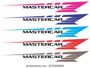 Set of modern MASTER CAR text vector and desai variation lines, vehicle sticker print design.