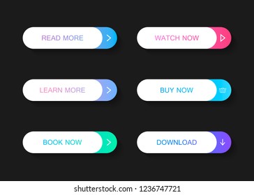 Set of modern material style buttons. Different gradient colors. Modern vector illustration flat style.