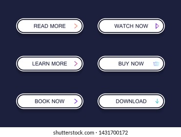 Set of modern material style buttons. Different gradient colors. Modern vector illustration flat style.