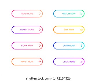 Set of modern material style buttons for website, mobile app and infographic . Different gradient colors. Modern vector illustration flat style.
