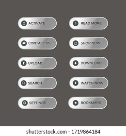 Set of modern material style buttons for website, mobile app and ui.