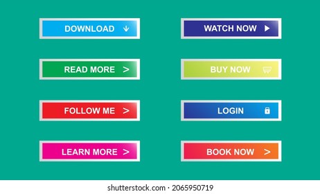 Set of modern material style buttons for website, mobile app and infographic . 