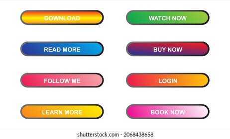 Set of modern material style buttons for website, mobile app and infographic . 