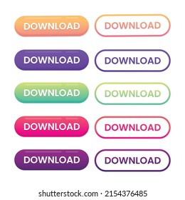 Set of modern material style buttons. Different gradient colors. Modern vector illustration flat style.