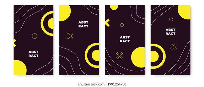 Conjunto de menciones modernas y un fondo abstracto. Resumen de fondo geométrico minimalista. Vector de plantilla colorido moderno con patrones de forma geométrica. Diseño gráfico digital futurista para banner, volante
