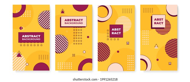 Conjunto de menciones modernas y un fondo abstracto. Resumen de fondo geométrico minimalista. Vector de plantilla colorido moderno con patrones de forma geométrica. Diseño gráfico digital futurista para banner, volante