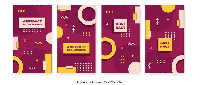 Set of modern memphis abstract background. Abstract minimalist geometric background. Modern colorful template vector with geometric shape patterns. Futuristic digital graphic design for banner, flier