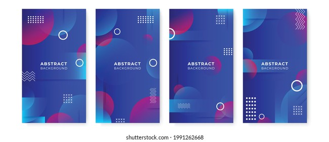 Set of modern memphis abstract blue background. Abstract minimalist geometric background. Modern colorful template vector with geometric shape patterns. Futuristic digital graphic design for banner