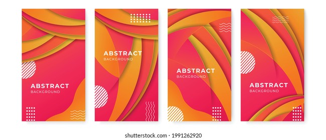 Set of modern memphis abstract orange background. Abstract minimalist geometric background. Modern colorful template vector with geometric shape patterns. Futuristic digital graphic design for banner