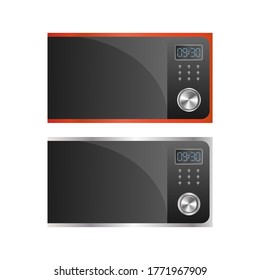 Set of modern microwaves. Stylish microwave isolated on a white background. Realistic vector.