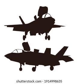 set of modern military jet fighter vector graphic illustration 