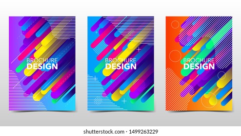 Set of modern minimal backgrounds with trendy gradients and patterns, beautiful brochure design with geometric elements, vector eps10