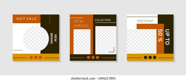 Set modern and minimal editable background template with brown, orange, yellow for social media post, stories, story, internet web banner, flyer, poster, brochure, ads, promotion product.