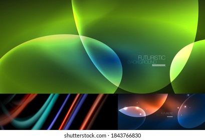 Conjunto de modernos fondos abstractos geométricos mínimos. Ilustraciones vectoriales para portadas, pancartas, volantes y carteles y otros