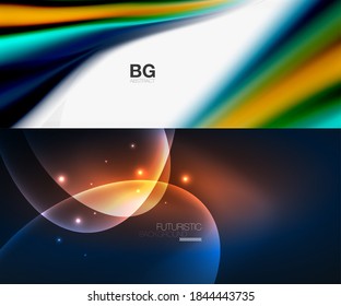 Set of modern minimal geometric abstract backgrounds. Vector illustrations for covers, banners, flyers and posters and other