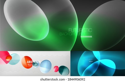 Set of modern minimal geometric abstract backgrounds. Vector illustrations for covers, banners, flyers and posters and other