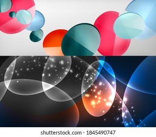 Set of modern minimal geometric abstract backgrounds. Vector illustrations for covers, banners, flyers and posters and other