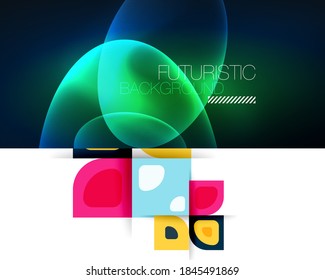 Set of modern minimal geometric abstract backgrounds. Vector illustrations for covers, banners, flyers and posters and other