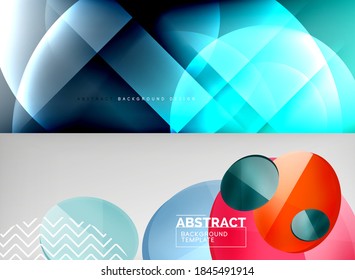Conjunto de modernos fondos abstractos geométricos mínimos. Ilustraciones vectoriales para portadas, pancartas, volantes y carteles y otros