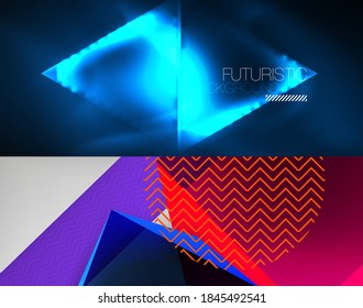 Conjunto de modernos fondos abstractos geométricos mínimos. Ilustraciones vectoriales para portadas, pancartas, volantes y carteles y otros