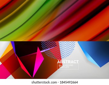 Conjunto de modernos fondos abstractos geométricos mínimos. Ilustraciones vectoriales para portadas, pancartas, volantes y carteles y otros