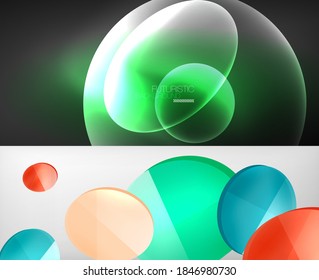 Set of modern minimal geometric abstract backgrounds. Vector illustrations for covers, banners, flyers and posters and other