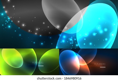 Set of modern minimal geometric abstract backgrounds. Vector illustrations for covers, banners, flyers and posters and other