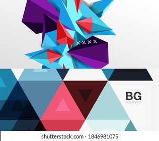 Conjunto de modernos fondos abstractos geométricos mínimos. Ilustraciones vectoriales para portadas, pancartas, volantes y carteles y otros