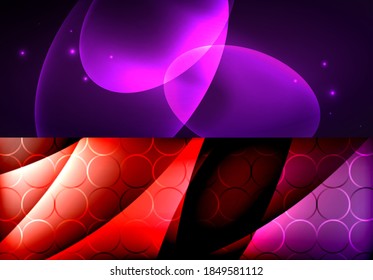 Set of modern minimal geometric abstract backgrounds. Vector illustrations for covers, banners, flyers and posters and other