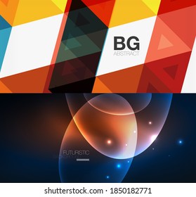 Set of modern minimal geometric abstract backgrounds. Vector illustrations for covers, banners, flyers and posters and other