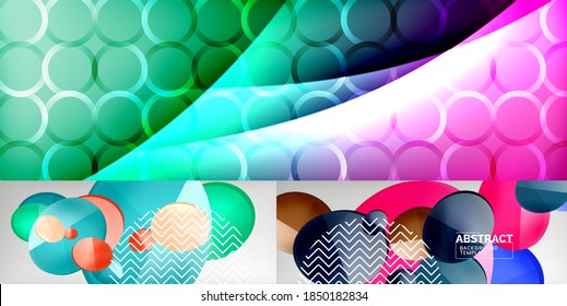 Set of modern minimal geometric abstract backgrounds. Vector illustrations for covers, banners, flyers and posters and other