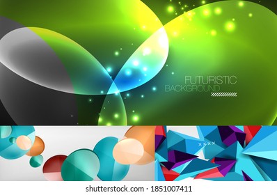 Set of modern minimal geometric abstract backgrounds. Vector illustrations for covers, banners, flyers and posters and other