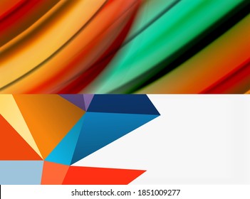 Set of modern minimal geometric abstract backgrounds. Vector illustrations for covers, banners, flyers and posters and other