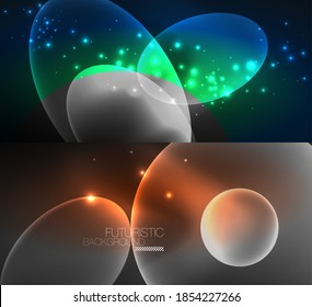 Conjunto de modernos fondos abstractos geométricos mínimos. Ilustraciones vectoriales para portadas, pancartas, volantes y carteles y otros