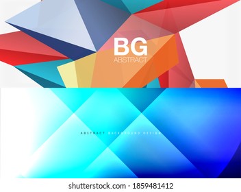 Set of modern minimal geometric abstract backgrounds. Vector illustrations for covers, banners, flyers and posters and other